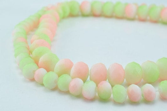 2 Strands Matte Glass Beads Donut Rondelle Faceted Jewelry Decoration Chandelier 4x6mm and 6x8mm. 2 Sizes Group 60 PCs ea...