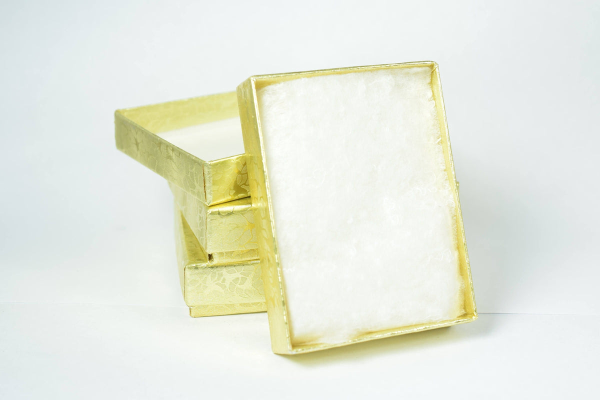 3 1/4 x 2 1/4  Jewelry Gift Boxes 12 Gold Foil Cotton Lined Retail Quality,Watch Bracelet Necklace Pearl Earrings Brooch S...
