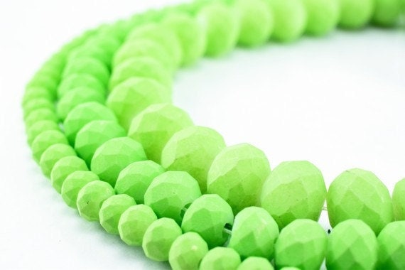 3 Strands Matte Glass Beads Donut Rondelle Faceted Jewelry Decoration Chandelier 3x4mm/4x6mm/6x8mm 3 Sizes Group 60 PCs ea...