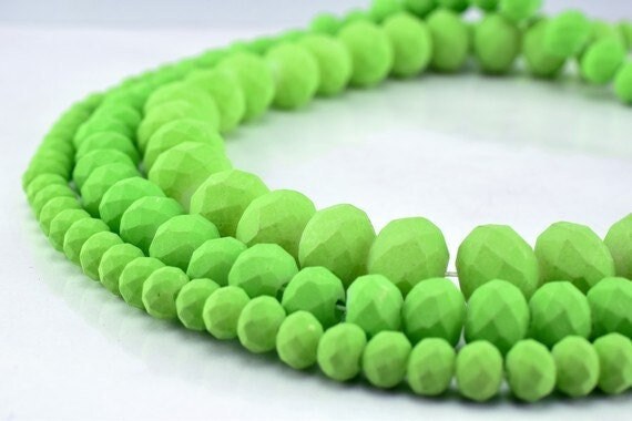3 Strands Matte Glass Beads Donut Rondelle Faceted Jewelry Decoration Chandelier 3x4mm/4x6mm/6x8mm 3 Sizes Group 60 PCs ea...