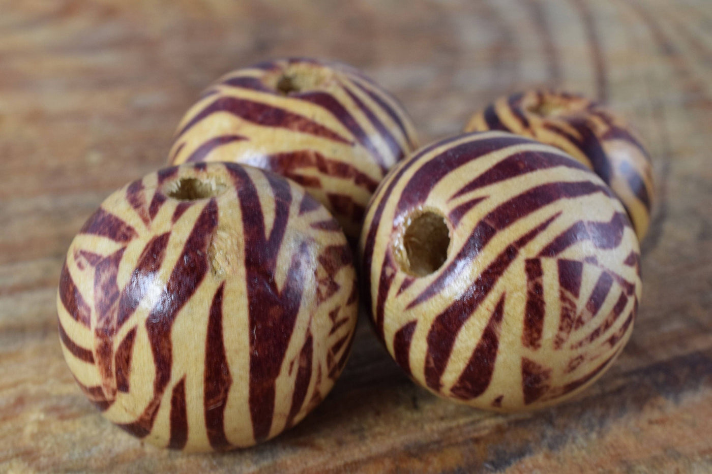 21mm/25mm Zebra Striped Brown Natural Wooden Beads/ Wholesale Beads/Craft Supplies/Tools  Beads/Natural Wood/Recycled Wood...