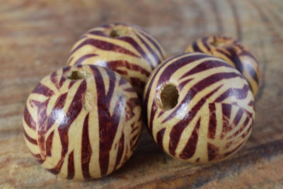 21mm/25mm Zebra Striped Brown Natural Wooden Beads/ Wholesale Beads/Craft Supplies/Tools  Beads/Natural Wood/Recycled Wood...