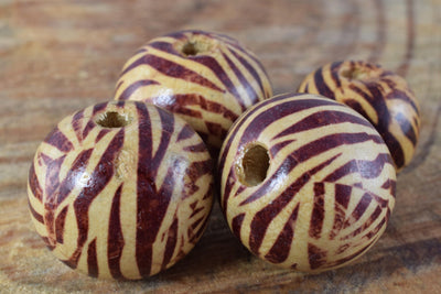 21mm/25mm Zebra Striped Brown Natural Wooden Beads/ Wholesale Beads/Craft Supplies/Tools  Beads/Natural Wood/Recycled Wood...