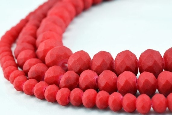 Matte Glass Beads Donut Rondelle Faceted for Jewelry Decoration Chandelier 3x4mm, 4x6mm and 6x8mm. 3 Sizes Group 60 PCs ea...