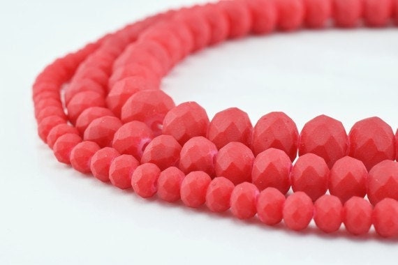 Matte Glass Beads Donut Rondelle Faceted for Jewelry Decoration Chandelier 3x4mm, 4x6mm and 6x8mm. 3 Sizes Group 60 PCs ea...