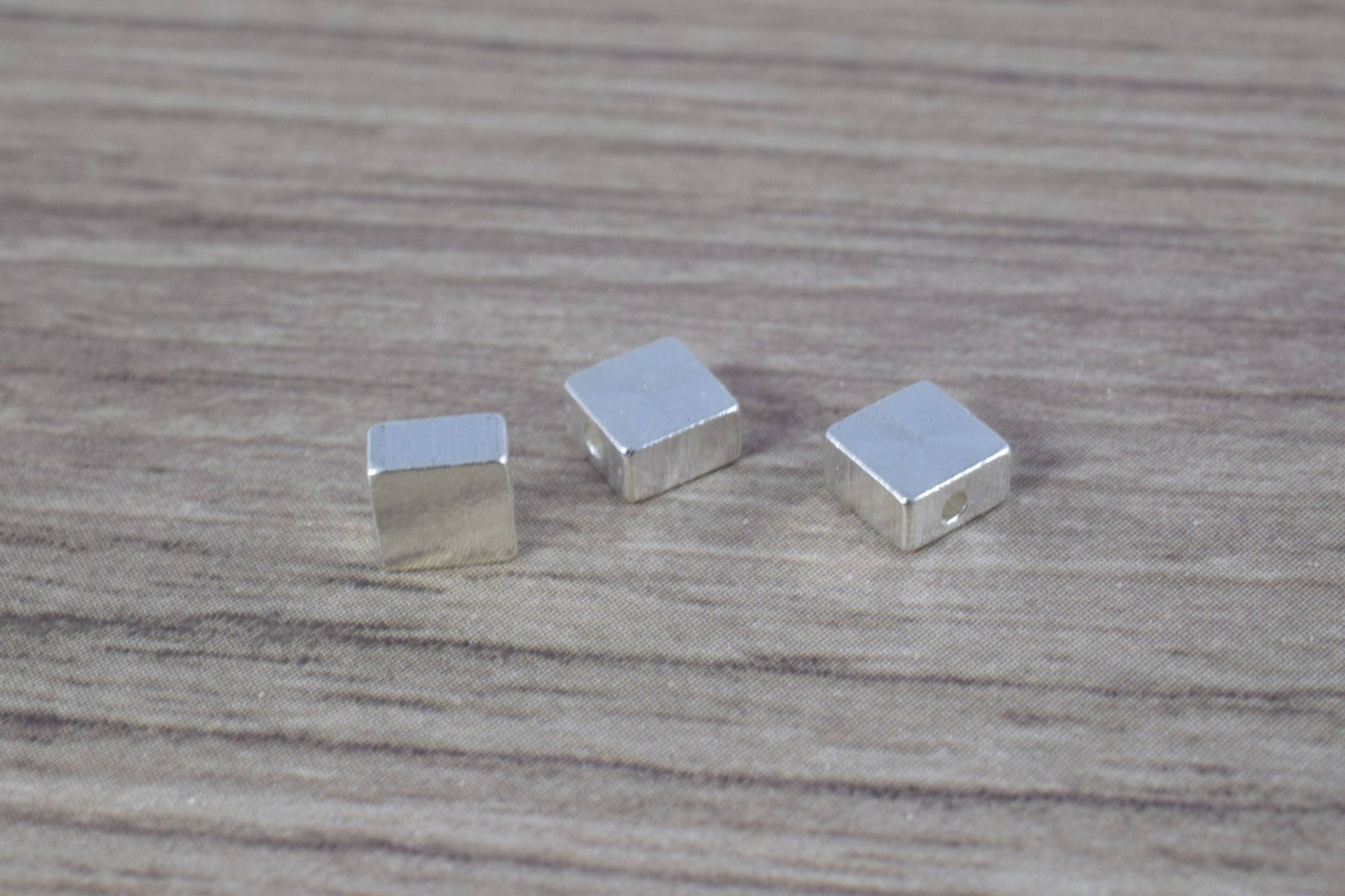 6mm Square Gold/Silver Minimal Beads, 12PCs, 1mm Hole Smooth Beads for Jewelry Making,square cube beads ,Gold Square Metal...
