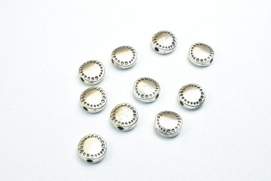 Alloy Charm Beads Round Diamond Cut Spacers: 8mm Hole Size, Base Metal Alloy - Connector Beads for Bracelets, DIY Jewelry Components