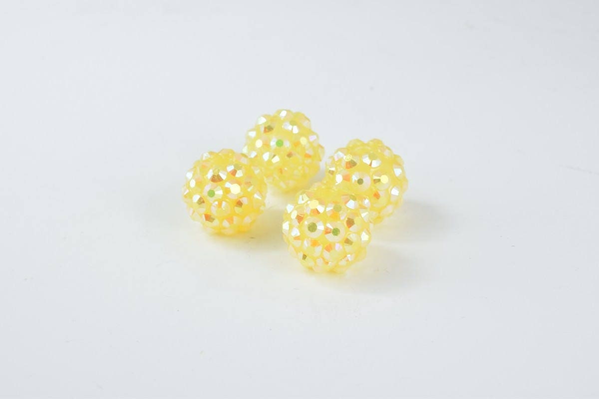 14mm Rhinestone Resin Beads, Shamballa, Round Ball Beads, for Macrame Bracelet, Basketball wives Earring 6 Colors set of 1...
