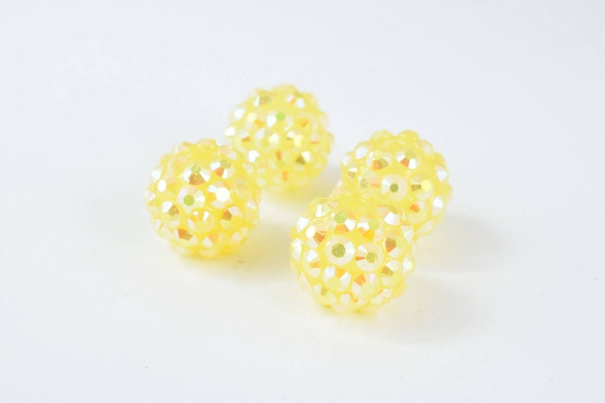 14mm Rhinestone Resin Beads, Shamballa, Round Ball Beads, for Macrame Bracelet, Basketball wives Earring 6 Colors set of 1...