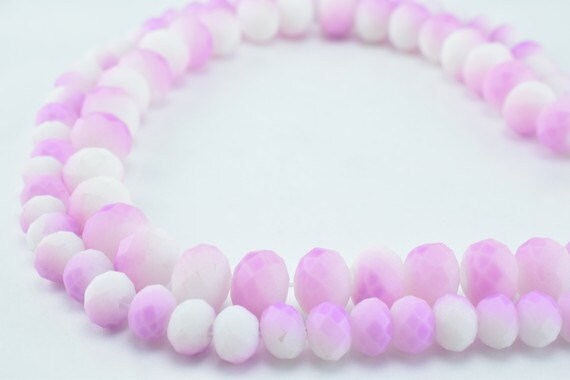 2 Strands Matte Glass Beads Donut Rondelle Faceted for Jewelry Decoration Chandelier 4x6mm, 6x8mm. 2 Sizes Group 60 PCs ea...
