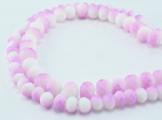 2 Strands Matte Glass Beads Donut Rondelle Faceted for Jewelry Decoration Chandelier 4x6mm, 6x8mm. 2 Sizes Group 60 PCs ea...