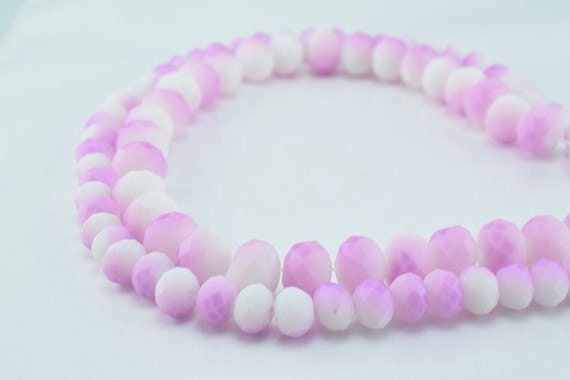 2 Strands Matte Glass Beads Donut Rondelle Faceted for Jewelry Decoration Chandelier 4x6mm, 6x8mm. 2 Sizes Group 60 PCs ea...