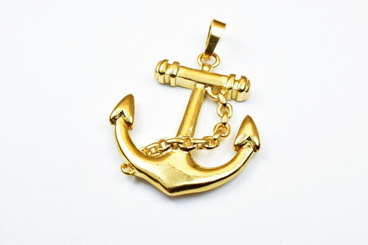 18K Gold Filled Look, tarnish resistant Anchor Pendant Charm Size 34.5x29m For Jewelry Making  GP137 jewelry making supplies
