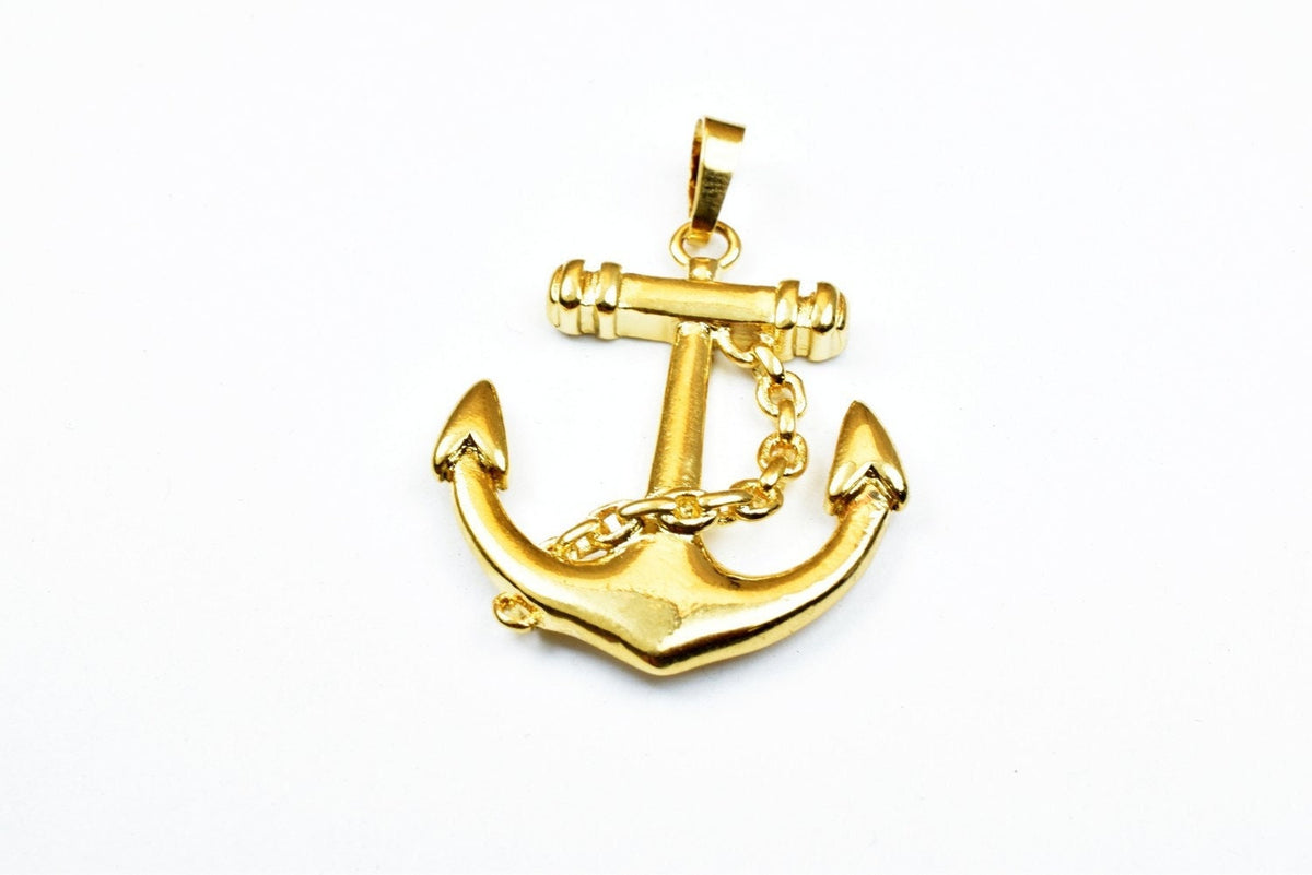 18K Gold Filled Look, tarnish resistant Anchor Pendant Charm Size 34.5x29m For Jewelry Making  GP137 jewelry making suppli...