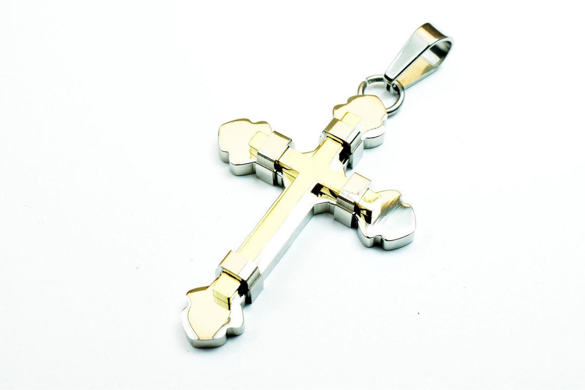 18K Gold Filled Cross Religious Pendants Stainless Steel Size 48x33mm Christian Religious, First Communion Baby Baptism Fo...