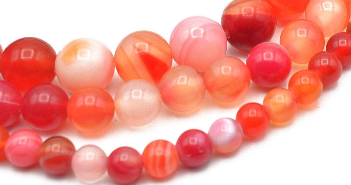 pink watermelon madagascar agate gemstone aaa quality 15 strand round beads 6 mm 8 mm 10 mm natural healing chakra stones...