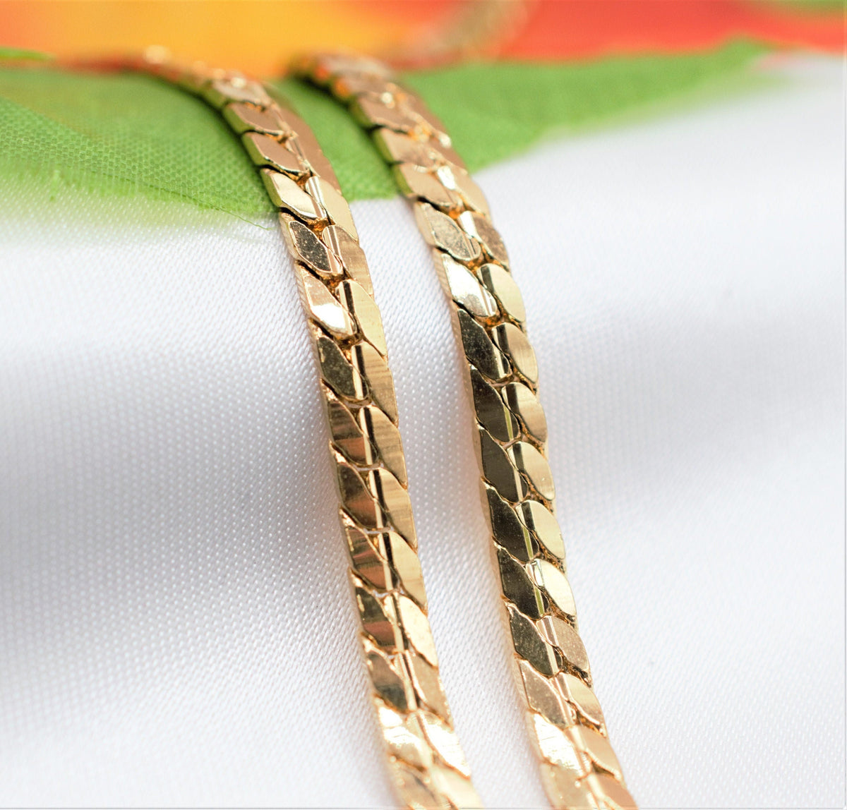 18k gold filled EP herringbone cuban chain 18kt gold filled size 18"/20" inch long 5mm/4mm width item #cg440/cg514 jewelry...