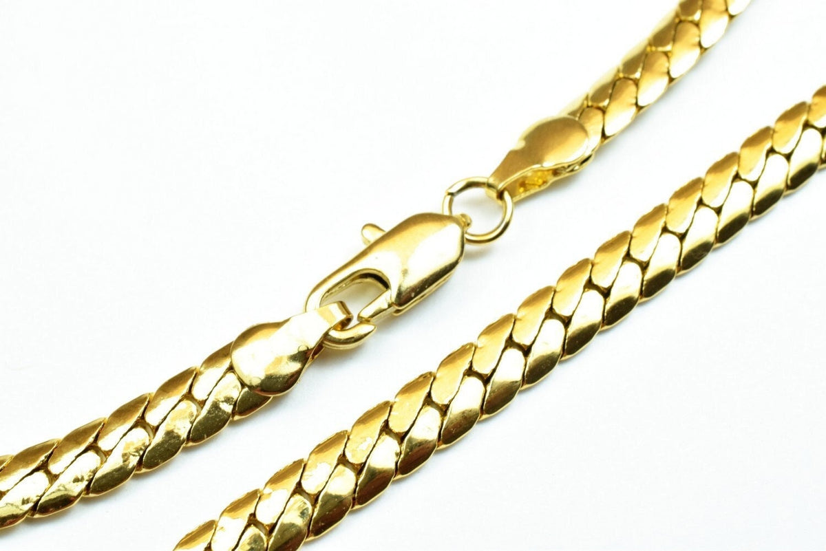 18k gold filled EP herringbone cuban chain 18kt gold filled size 18"/20" inch long 5mm/4mm width item #cg440/cg514 jewelry...