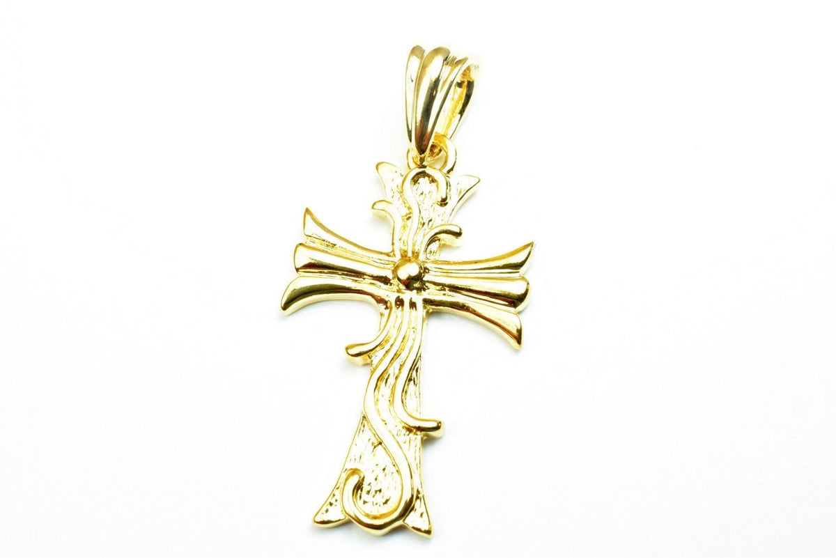 18K as Gold Filled* Cross Pendants Size 38x22mm, Christian Religious Cross Charm, First Communion Baby Baptism For Jewelry...