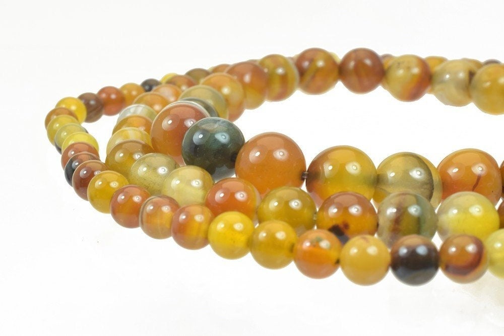 Yellow Brown Madagascar Agate Gemstone Round Beads 6mm/8mm/10mm Natural Stones Beads Natural healing stone chakra stones f...