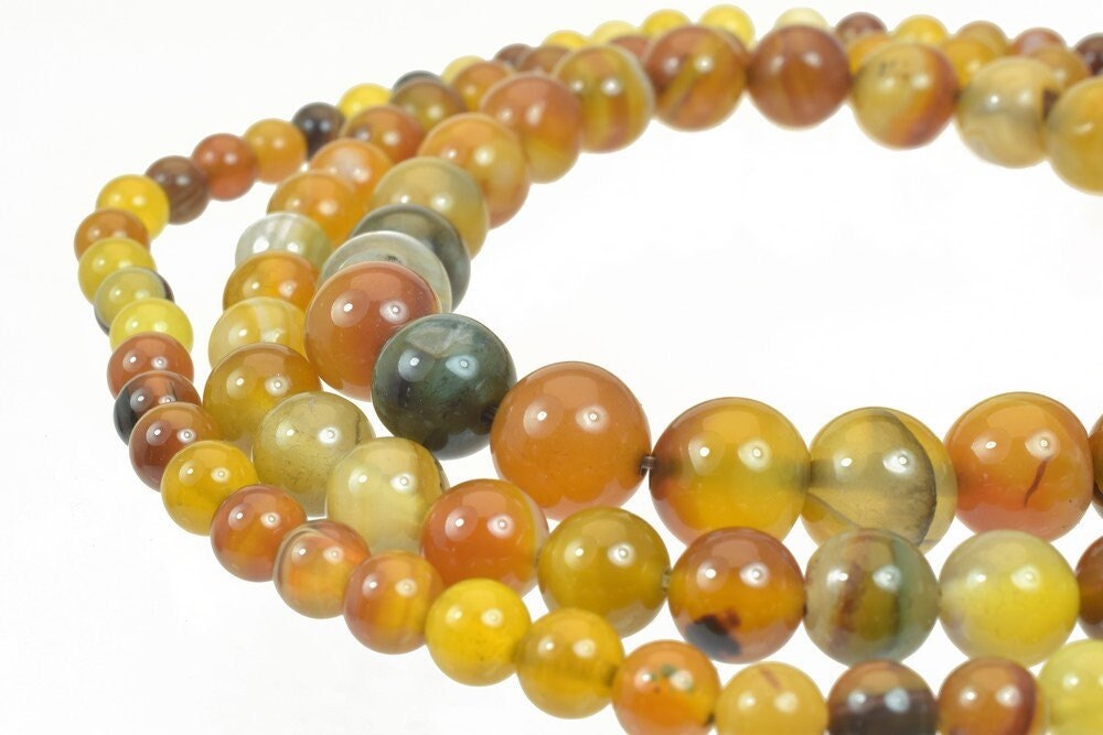 Yellow Brown Madagascar Agate Gemstone Round Beads 6mm/8mm/10mm Natural Stones Beads Natural healing stone chakra stones f...