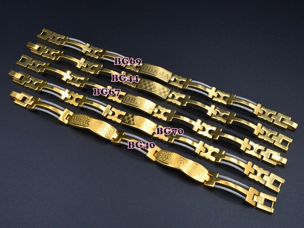 Men Gold Filled EP Bracelet Chain bohemian Bling for Jewelry Making tarnish resistant Men Gift/Obama Bracelet jewelry maki...