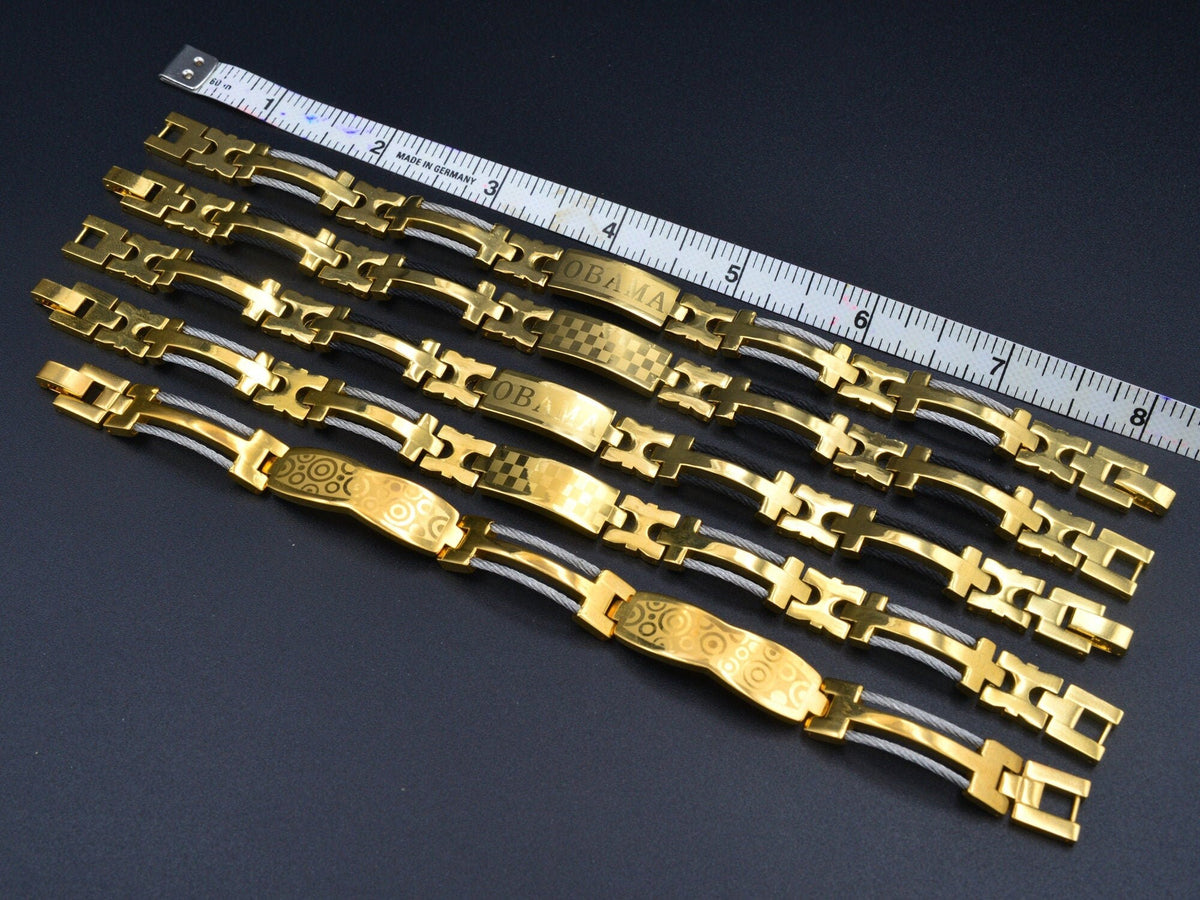 Men Gold Filled EP Bracelet Chain bohemian Bling for Jewelry Making tarnish resistant Men Gift/Obama Bracelet jewelry maki...