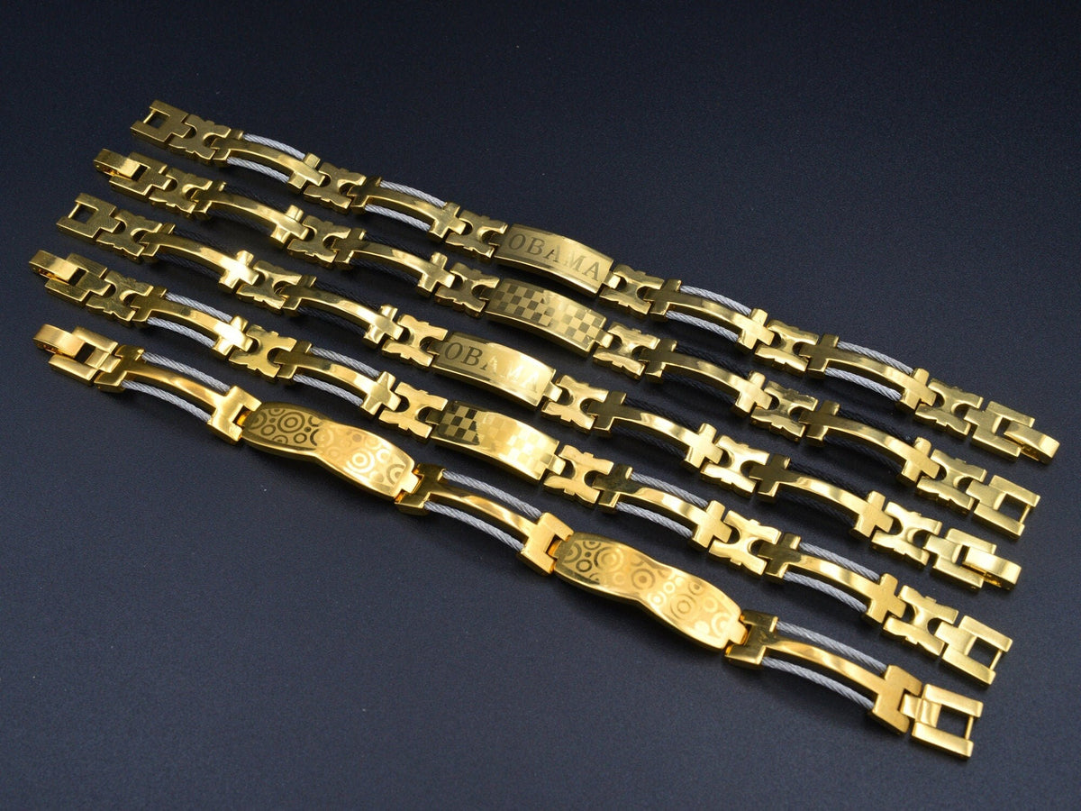 Men Gold Filled EP Bracelet Chain bohemian Bling for Jewelry Making tarnish resistant Men Gift/Obama Bracelet jewelry maki...