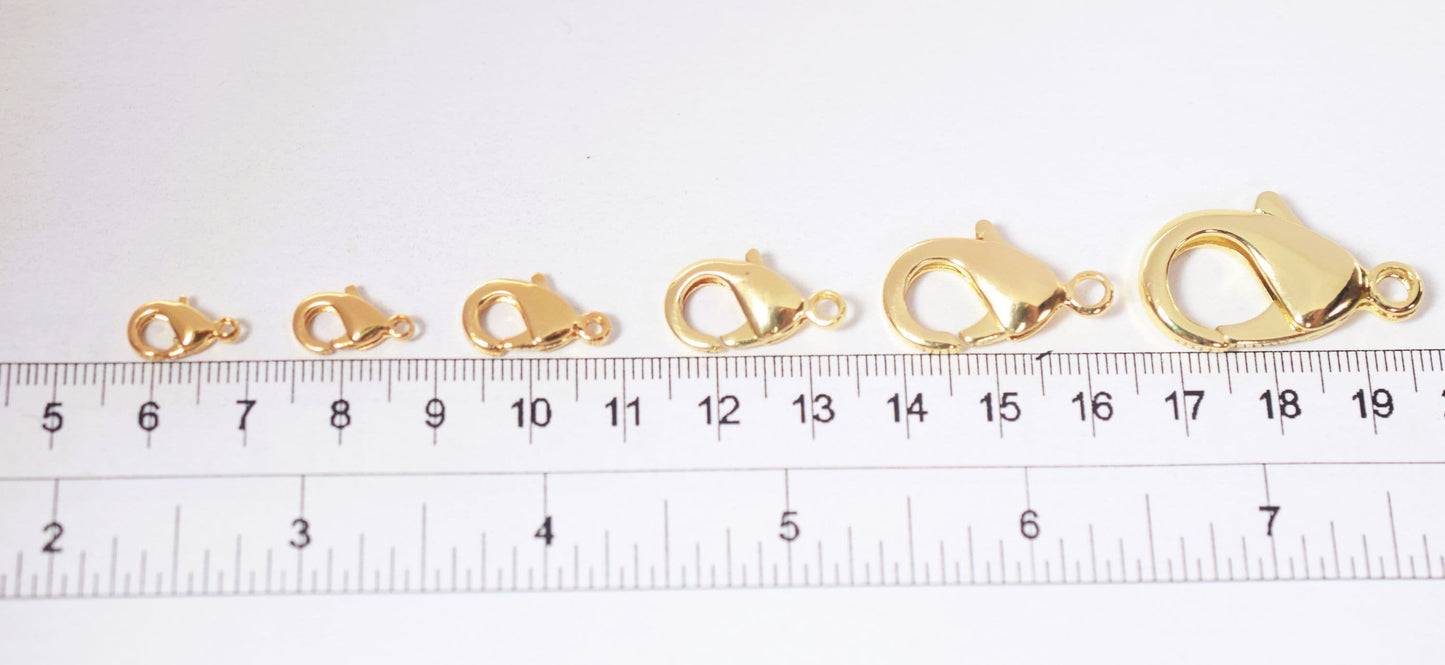 Gold filled Alternative Findings, EP 18K lobster clasp Findings sizes: 4x9mm/6x10mm/7x12mm/8x14mm/12x20mm/12x23mm jewelry...