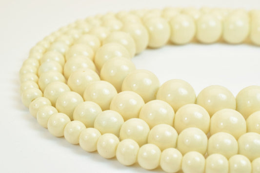 Creamy Glass Beads Round Shine - Pearl Finish Jewelry Beads - 6mm to 12mm, Loose Vintage Style, Craft Supplies