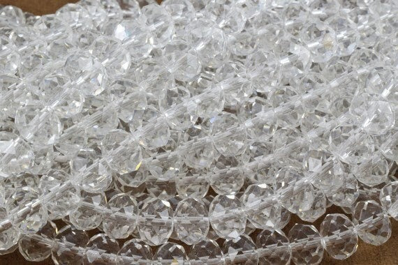 Clear Crystal Donut Rondelle Faceted Beads for Jewelry, Decoration, Chandelier 2x3mm 3x4mm 4x6mm 6x8mm 8x10mm 9x12mm jewel...