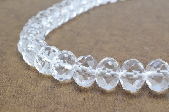 Clear Crystal Donut Rondelle Faceted Beads for Jewelry, Decoration, Chandelier 2x3mm 3x4mm 4x6mm 6x8mm 8x10mm 9x12mm jewel...
