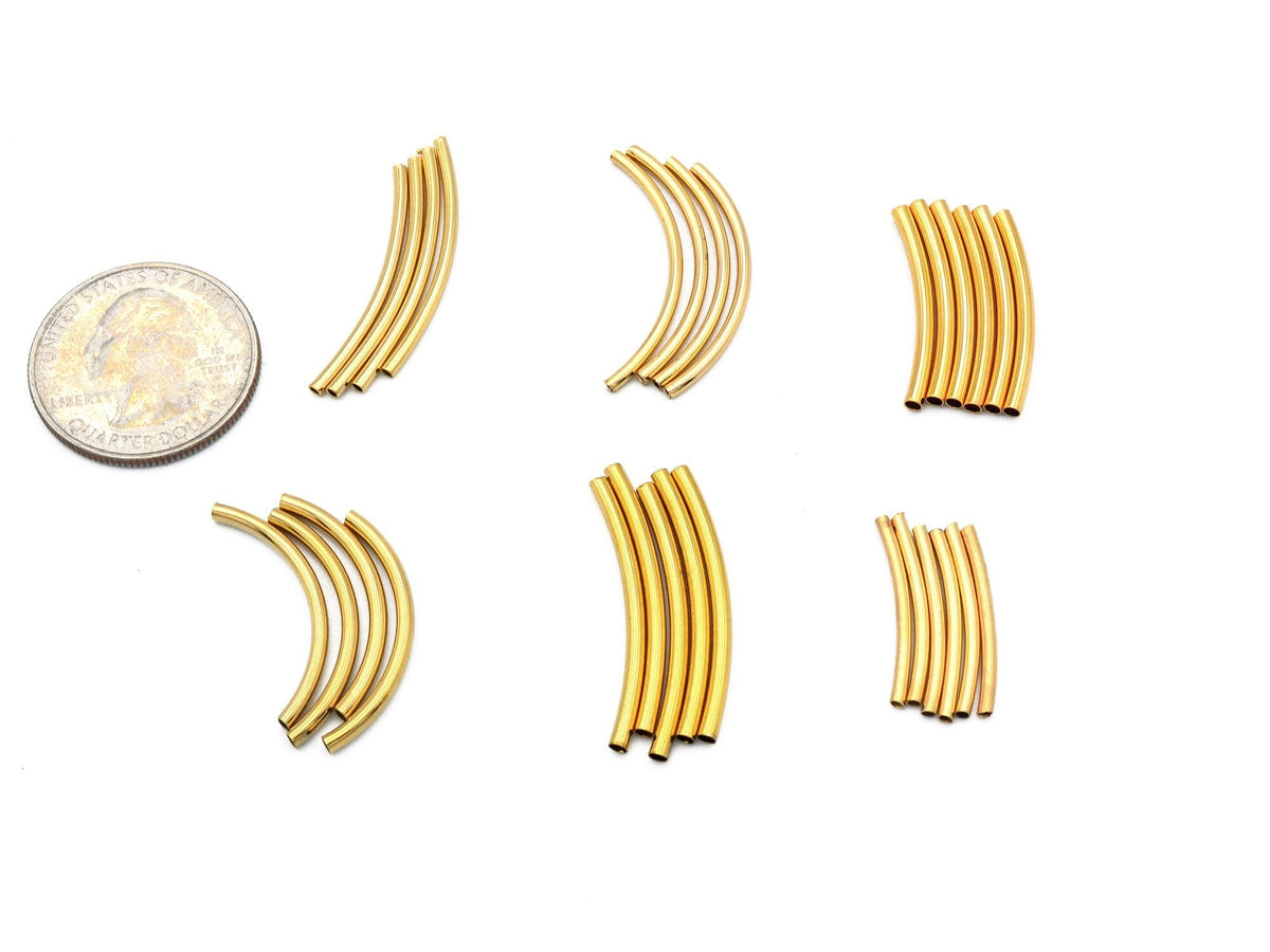 Gold Filled Alternative EP Curve Plain Tube Beads - Tarnish Resistant Jewelry Supply - Durable Gold Tone, Multiple Sizes, Craft Components
