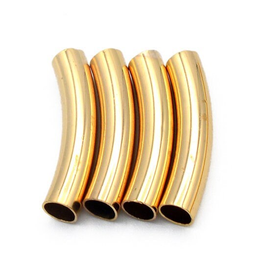 Gold Filled Alternative EP Curve Plain Tube Beads - Tarnish Resistant Jewelry Supply - Durable Gold Tone, Multiple Sizes, Craft Components
