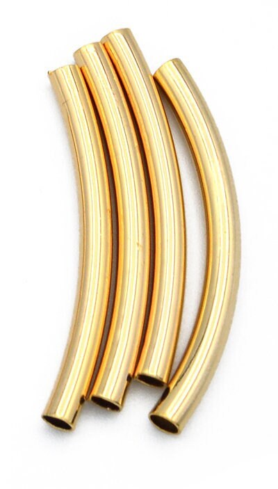 Gold Filled Alternative EP Curve Plain Tube Beads - Tarnish Resistant Jewelry Supply - Durable Gold Tone, Multiple Sizes, Craft Components