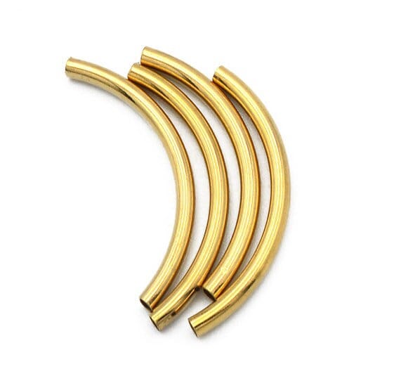 Gold Filled Alternative EP Curve Plain Tube Beads - Tarnish Resistant Jewelry Supply - Durable Gold Tone, Multiple Sizes, Craft Components