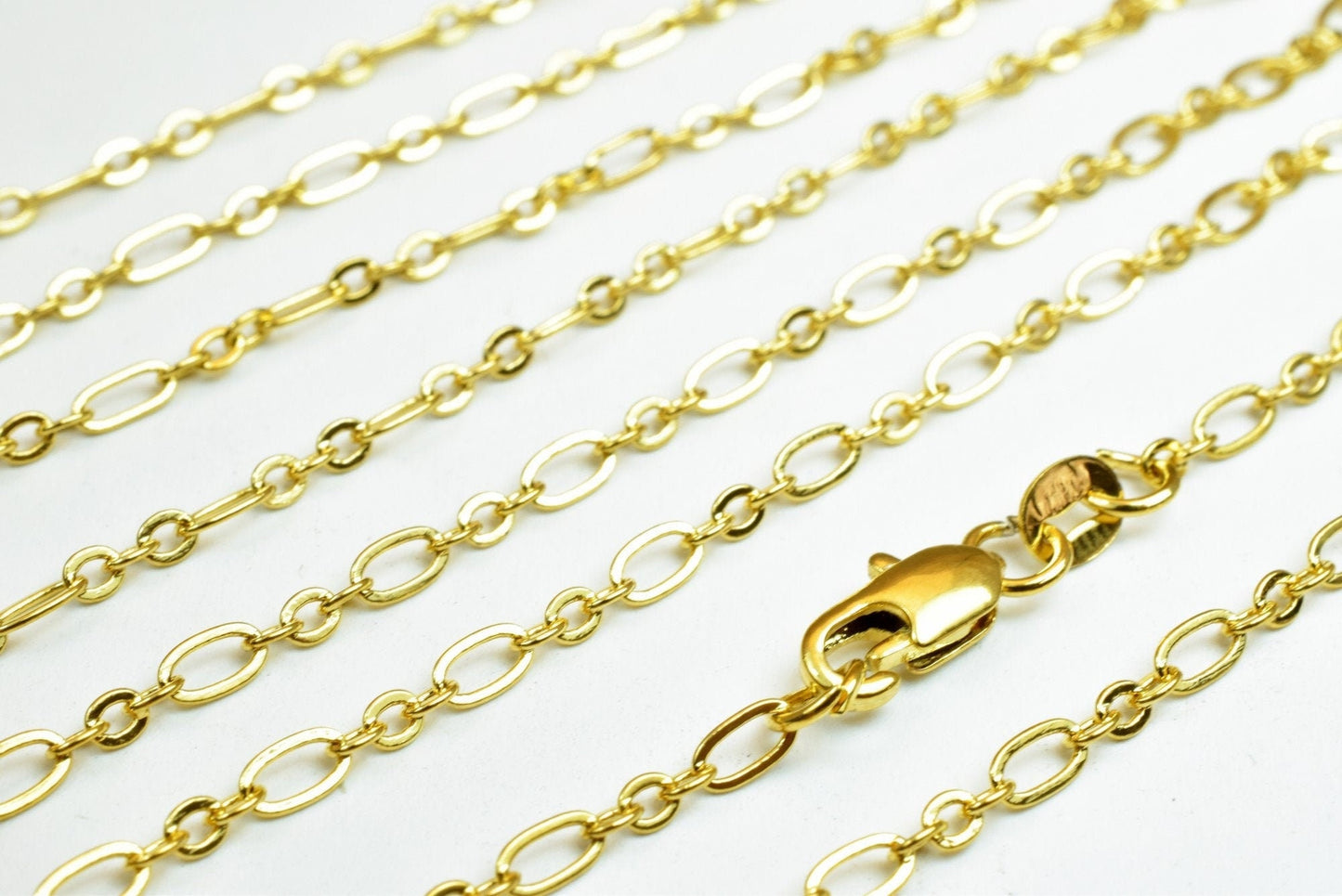 Gold Filled EP Long Cable Chain 18KT Gold Filled Size 17 1/4" Long 2mm Width 0.5mm Thickness For Jewelry Making Item #CG48...