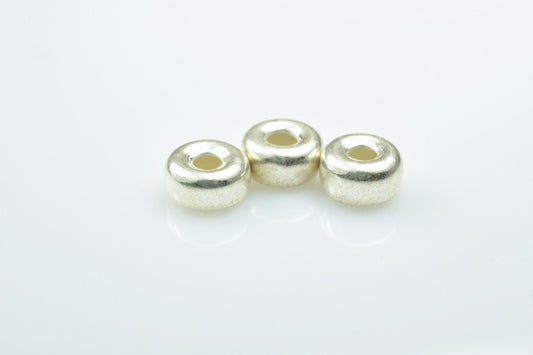 Big Hole Rondelle Silver Spacer Beads, Smooth Donut Design (5mm & 7mm, 925 Sterling Silver, Jewelry Crafting)
