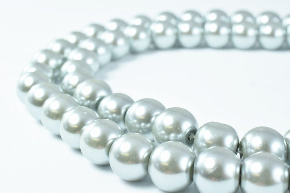 Glass Pearl Beads Light Silver Gray Size 10mm Shine Round Ball Beads for Jewelry Making Item#789222046323 jewelry making s...