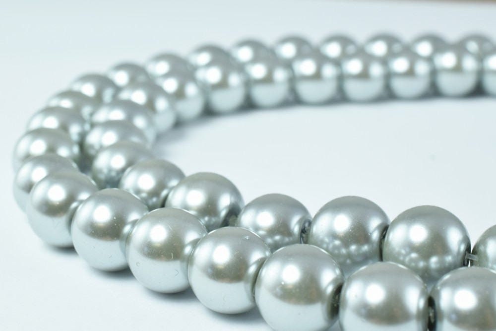 Glass Pearl Beads Light Silver Gray Size 10mm Shine Round Ball Beads for Jewelry Making Item#789222046323 jewelry making s...