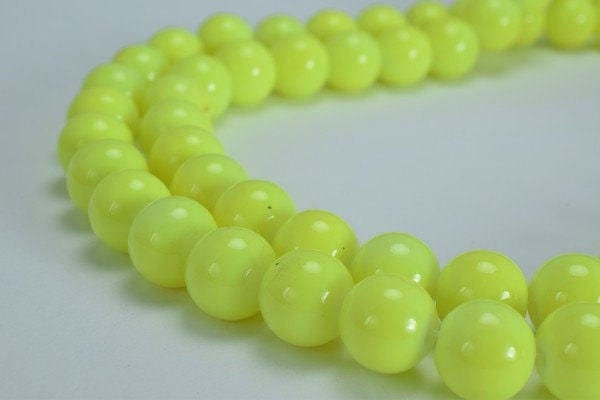 Fluorescent Yellow Glass Beads 10mm Shine Round Beads For Jewelry Making Item #789222045548 jewelry making supplies - deta...