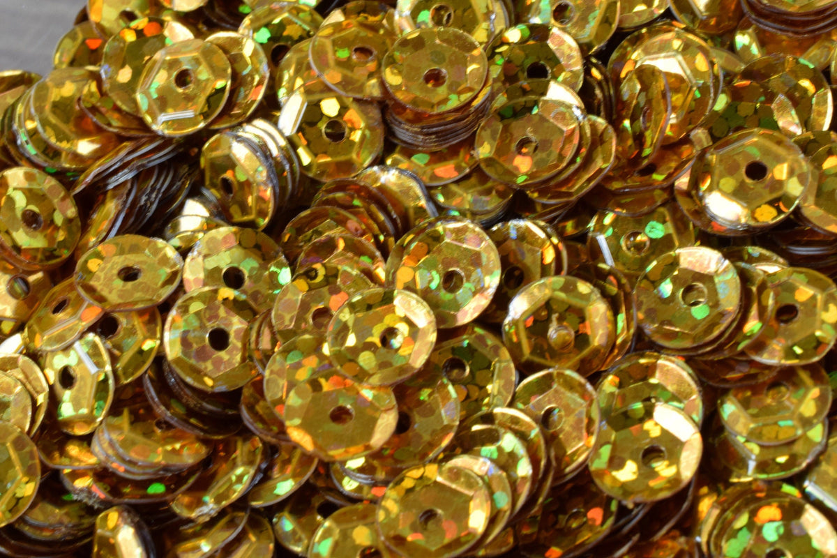 3/4/6mm Deep Gold  Glossy Cup Iridescent Sequins Sheen Round Sequins/Loose Paillettes,Wholesale Sequins,Shimmering Sequin...
