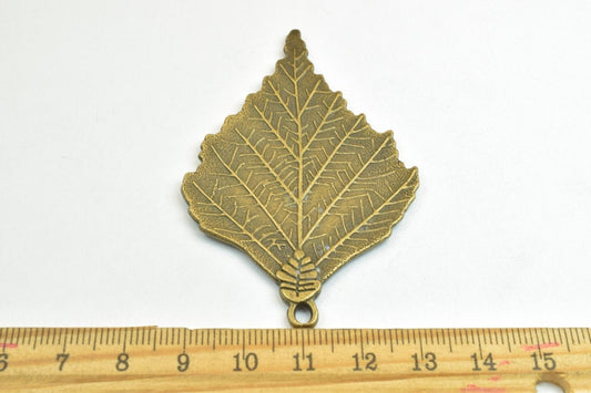2 PCs Leaf Pendant Antique Green Beads Alloy Metal Bracelets Pendant Size 72x44.5mm Jump Ring Size 4mm For Jewelry Making...
