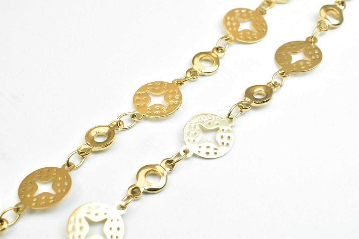 175 Inch Chain Jewelry Making Supply, Gold Filled Alternative (18k , 8mm Width, , Clasp 10x5mm)