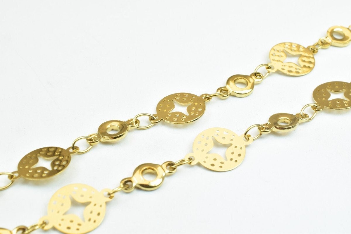 175 Inch Chain Jewelry Making Supply, Gold Filled Alternative (18k , 8mm Width, , Clasp 10x5mm)