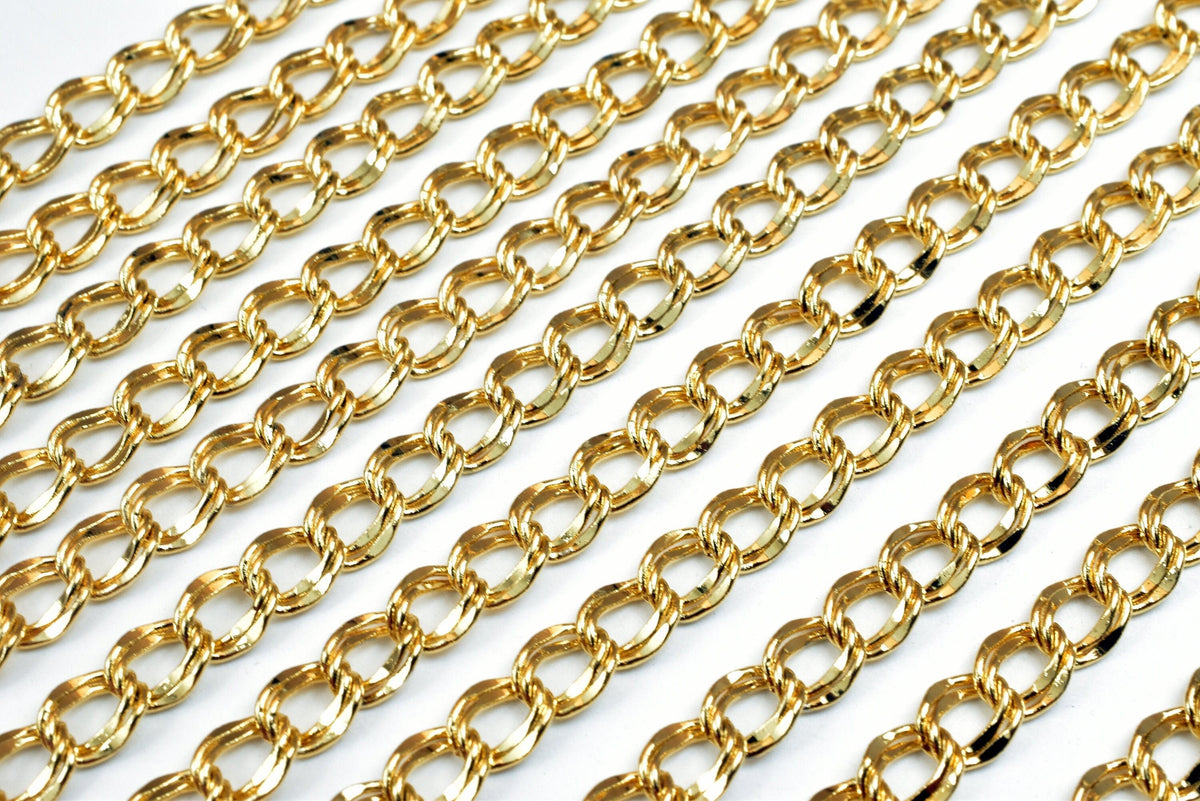 18k gold filled EP double cable chain 19 3/4" length, 5mm width, 2mm thickness gold filled findings chain for jewelry maki...