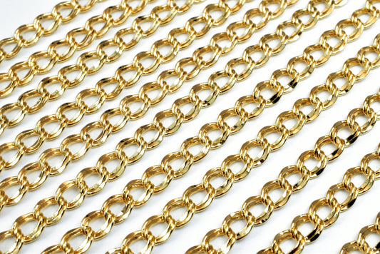 18k gold filled EP double cable chain 19 3/4" length, 5mm width, 2mm thickness gold filled findings chain for jewelry maki...
