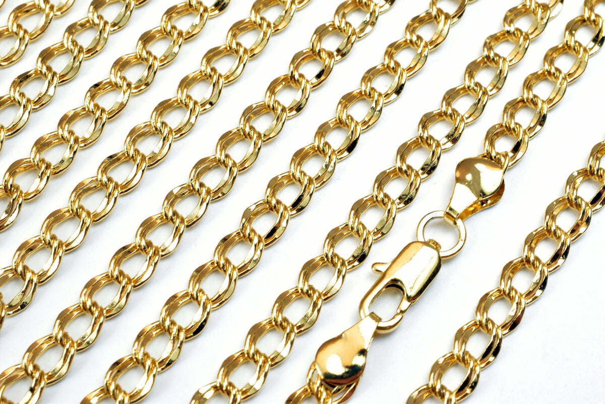 18k gold filled EP double cable chain 19 3/4" length, 5mm width, 2mm thickness gold filled findings chain for jewelry maki...