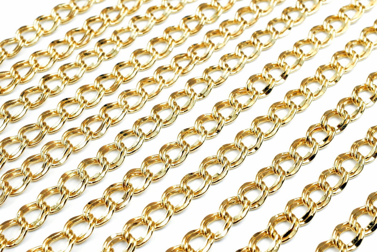 18k gold filled EP double cable chain 19 3/4" length, 5mm width, 2mm thickness gold filled findings chain for jewelry maki...