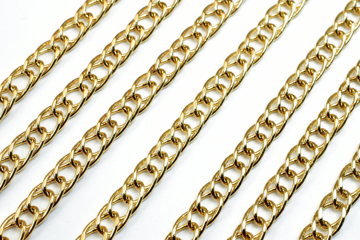 18K Gold Filled Alternative Cable Link Chain, Tarnish Resistant (5mm Width, 2mm Thickness, 19 Inch Length, )